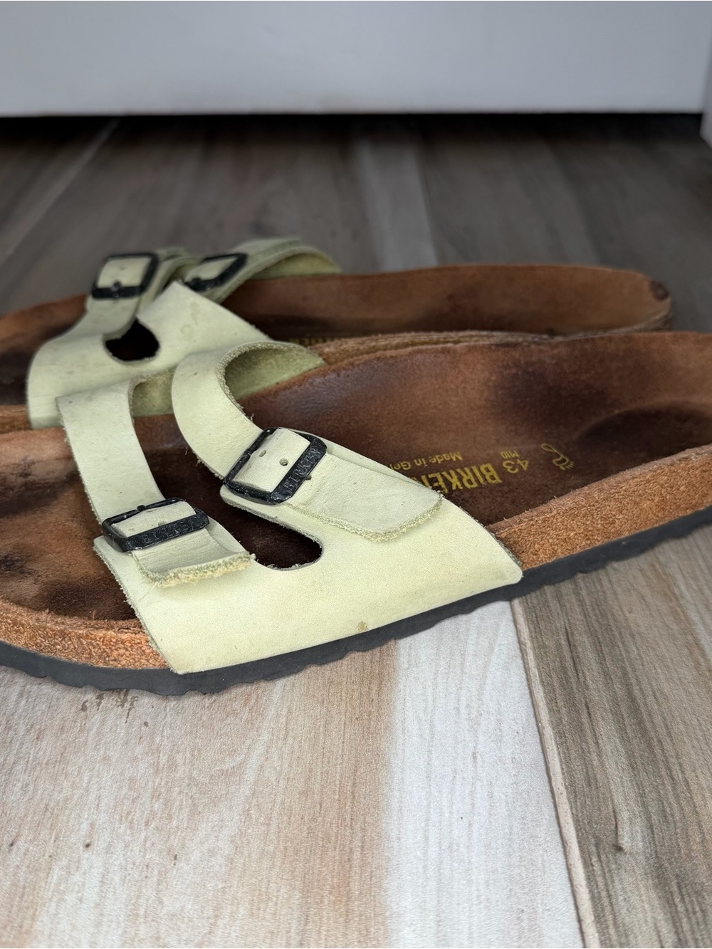 Birkenstock Ibiza Two Strap Light Green Mens Leather Sandals Sz US 10 / EUR 43 - Picture 5 of 9